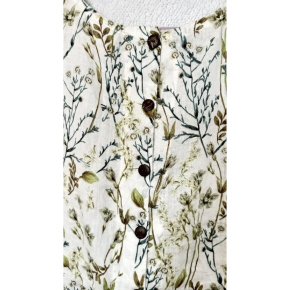 Cynthia Rowley Size XL Cap Sleeves 100% Linen Shirt Box Top Floral Print Cream - Picture 12 of 12